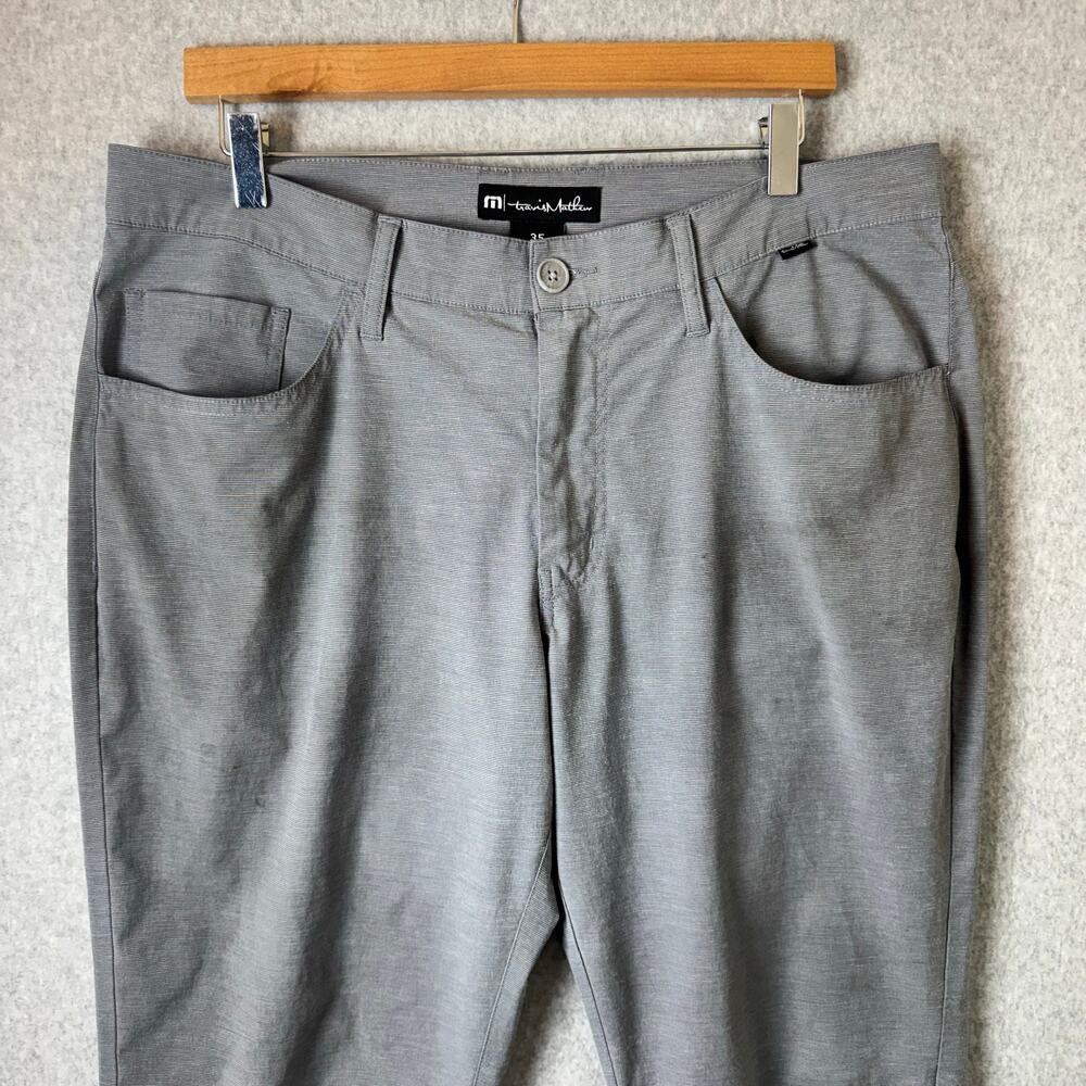 Travis Mathew Golf Pants Gray Open to Close Tech Chino Tapered Mens 35 31 - Picture 5 of 14